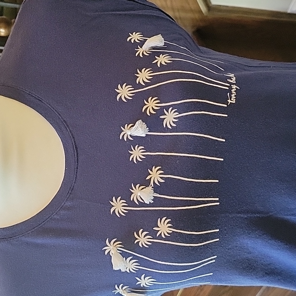 Tommy Bahama Navy/White Womens XXS Palm Tree Tee Shirt - Picture 2 of 8